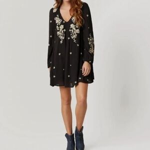 Free People Black Embroidered Tunic